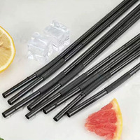 MOQ 100 pièces Pailles à boire flexibles en plastique noir 6x260mm, pailles à jus, pailles jetables en PP de qualité alimentaire