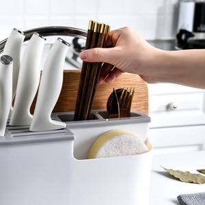 Support à couteaux multifonctionnel avec planche à découper intégrée, organisateur de rangement de cuisine sur pied, taille moyenne - Product Image 4