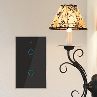 Interrupteur intelligent à écran tactile WIFI Tuya Interrupteurs muraux Maison intelligente 10A 1 voie 2 groupes Interrupteur de lumière LED Noir