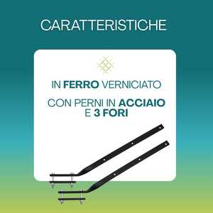 Stendibiancheria da balcone 60 cm in ferro verniciato nero con piastre di fissaggio e perni zincati - Product Image 3