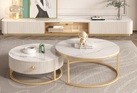 Meuble moderne de luxe en or, canapé de Salon, Table basse, Center de Salon, café, marbre blanc, Table basse ovale