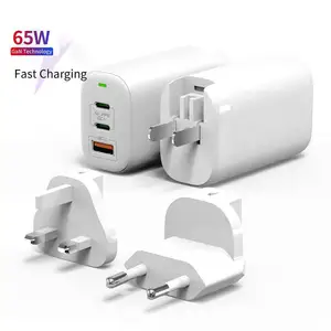 Gan PD 65W cá nhân sạc điện thoại với logo của tôi USBC Châu Âu Adapter sạc cho IP QC30 sạc nhanh