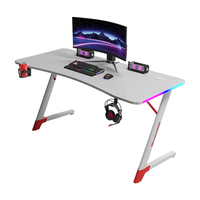 Bureau de jeu PC pliable en métal avec texture fibre de carbone, support de tasse et éclairage LED RGB pour gamers - Vente en gros