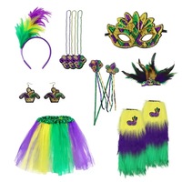 Ensemble de costumes à paillettes pour le Mardi Gras, vert, violet, or, tenue de performance pour fête de carnaval et danse