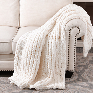 Manta de punto grueso al por mayor de fábrica, manta hecha a mano, manta de sofá personalizada para decoración del hogar - Product Image 1