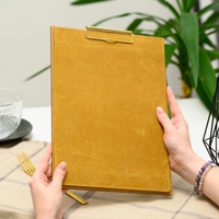 Porte-menu élégant et durable de style flip pour hôtel, en cuir, format A4, avec clip métallique