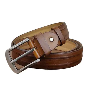 Belts Genuine Leather Belt Washed Retro Men Belts Causal Jeans Handmade With Reversible Movable Buckle Can Custom