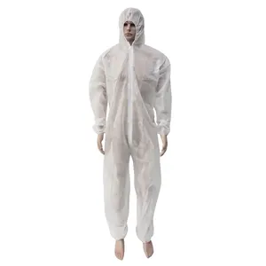 Xiantao Factory disposable clothing white Dust-proof Spun Poly Coveralls PP non woven disposable coveralls price