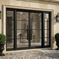 Portes Françaises en Verre et Fer Forgé de Luxe, Design Arqué, Isolation Phonique Moderne, pour Extérieur, Salle de Bain, Salon