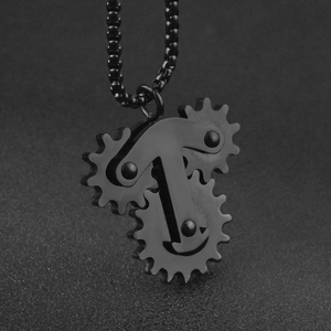 Pendentif Hip Hop tendance en acier inoxydable, bijou géométrique steampunk, collier personnalisé - Product Image 4