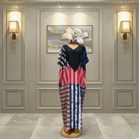 Kaftan africain pour femme, robe longue à rayures audacieuses, imprimé ballon vif, col en V, modeste, en satin léger, tenue de mariage et d'église musulmane