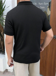 <span class=keywords><strong>Polo</strong></span> de Punto de Color Sólido con Cuello en V Sofisticado, Camiseta de <span class=keywords><strong>Manga</strong></span> Corta Ajustada y Transpirable de Primera Calidad para <span class=keywords><strong>Hombre</strong></span> - Product Image 6