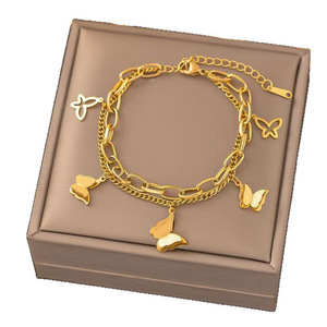 Gelang Hati Kevlar Baja Tahan Karat MW Tidak Luntur Aksesoris Jepang Korea Baru Unisex Emas <span class=keywords><strong>18K</strong></span> Fashion Mewah Ringan - Product Image 5