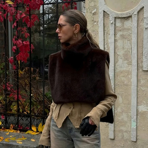 Gilet <span class=keywords><strong>di</strong></span> 2025 marca alla moda in pelliccia sintetica canotta corta autunno inverno dolcevita Eco pelliccia <span class=keywords><strong>di</strong></span> <span class=keywords><strong>visone</strong></span> canotta senza maniche - Product Image 3