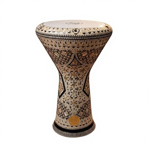 Gawharet El Fan, Tambor Darbuka Doumbek Geométrico de 17.5 Pulgadas con Incrustaciones de Madreperla, Dumbek Tabla, Percusión Egipcia - Product Image 1