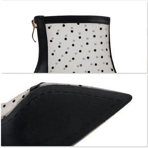 Perspektif Manis dan Tipis Polka Dot Mesh Berongga Sepatu Hak Tinggi Sandal Wanita Stiletto Sepatu Bot Pergelangan Kaki Runcing Hak Tinggi - Product Image 6