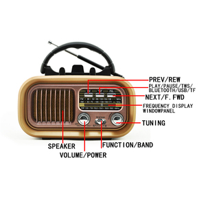 Radio Golon Rx-BT628S Oem de Bolsillo, Portátil, Mini, Antigua, Retro, de Madera, con Panel Solar, Transistor, USB, AM, FM, SW - Product Image 3