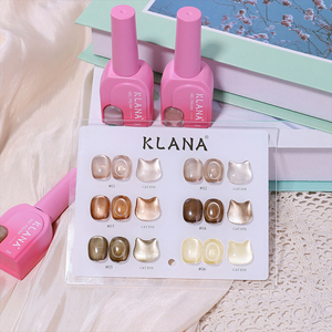 KLANA Nude Brown Crystal Cat Eye Gel <b>Nail</b> Polish Kit Strong Magnet Streak Free Uv Gel for High Shine Magnetic Cat Eye Gel - Product Image 4