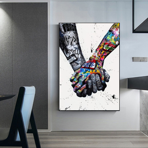 UNIART Stampe d'Arte Murale Still Life di <span class=keywords><strong>Banksy</strong></span>, Poster Ispirazionale con Gesto a V della Vittoria, Stampa Digitale su Tela di Lusso - Product Image 1