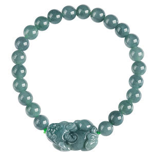 Pulsera de Jade Ajustable con Pixiu de Jadeíta Azul Agua Natural, Tejido de Alta Calidad, Diseño Original para Mujer, Venta al por Mayor SL102 - Product Image 1