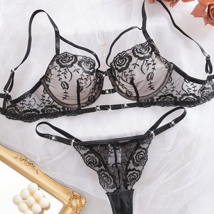 Conjunto de lencería sexy y romántica más vendido de 2026 para mujeres en Europa y América, con gasa, Rosa - Product Image 1