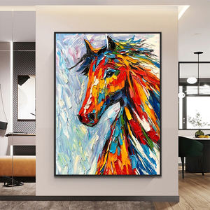 Décor à la maison Palette couteau fait à la main <span class=keywords><strong>abstrait</strong></span> 3D <span class=keywords><strong>cheval</strong></span> mur Art <span class=keywords><strong>acrylique</strong></span> couleurs animaux peintures - Product Image 6