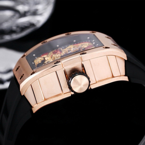 Reloj Mecánico para <span class=keywords><strong>Hombre</strong></span> de Alta Calidad con Caja de Oro Rosa, Esfera Luminosa con Dragón Oriental, Elegante y Lujoso, Resistente al Agua - Product Image 3