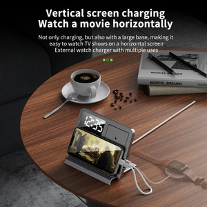 Prix de gros Support de téléphone 15w Chargeurs rapides pour <span class=keywords><strong>iPhone</strong></span> 17 3 en 1 Support de chargement sans fil Réveil avec veilleuse - Product Image 5