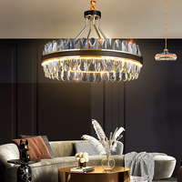 Lustre rond en cristal créatif, moderne et minimaliste, de luxe léger, luminaire suspendu décoratif pour salon et salle à manger