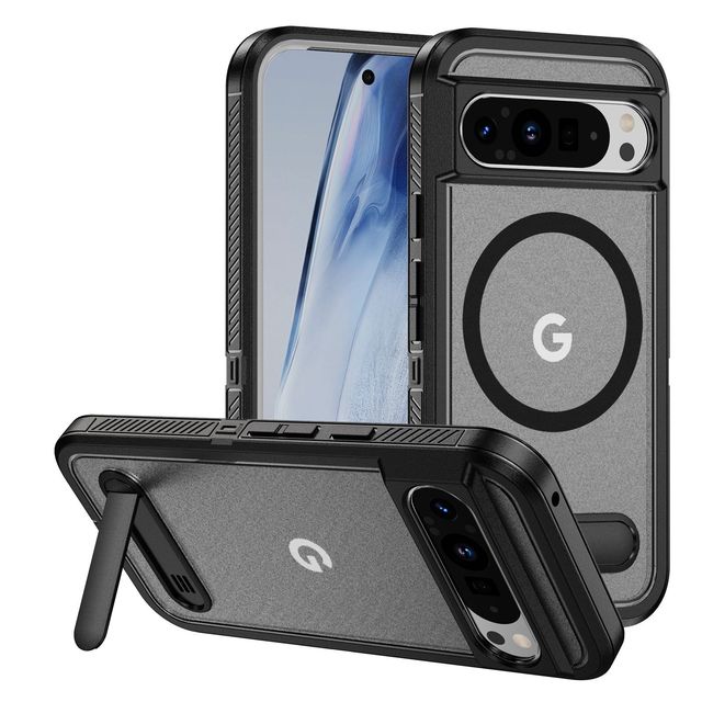 Luxury Magnetic Case for Google Pixel 9 Pro XL Slim Matte Anti-Drop Cover with Built-in Kickstand & Wireless Charging Boxed