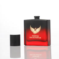 Flacons de parfum en verre mat dégradé rouge personnalisés de qualité supérieure 50ml 100ml, diffuseur à bâtonnets carré plat, flacon vide avec emballage en boîte