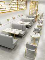 Tables et chaises commerciales de meubles de restaurant, ensemble de meubles de banc de cabine de magasin de café, chaises et tables pour restuarent
