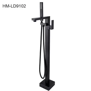 Modern Hotel Quality Black Floor Standing Shower Faucets / Bathroom Shower