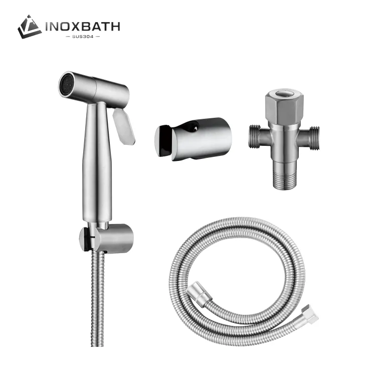 Geborstelde Afwerking Chrome Sproeier Shattaf Set Hand Gehouden Bidet Shattaf Moslim Douche Rvs Shattaf Bidet Moslim Douche