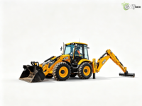Chargeuse-pelleteuse lourde d'occasion JCB 5CX 4WS 4WD, excavatrice diesel Kubota, travaux de terrassement industriels, pompe hydraulique Eaton, 63 kW, 3200 kg de capacité nominale