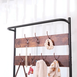 Perchero con banco para zapatos, banco de entrada con almacenamiento de calzado, 3 en 1, estructura de acero, marrón rústico y negro - Product Image 4