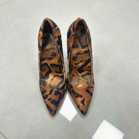 Sandales pointues à talon aiguille de 12 cm pour femmes, imprimé léopard sexy, été, avec semelle extérieure en caoutchouc et doublure en cuir synthétique