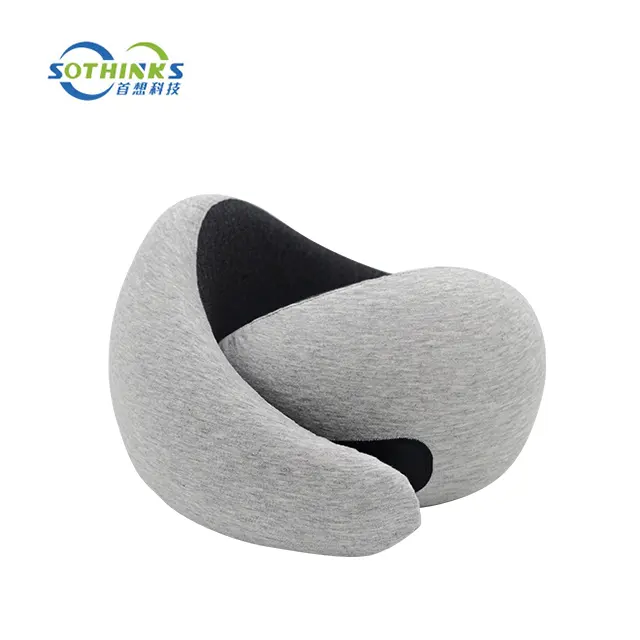 Almohada ergonómica para el cuello de viaje en forma de U, soporte para la barbilla y el cuello, almohada de viaje para el cuello de espuma viscoelástica para avión, coche, oficina, hogar