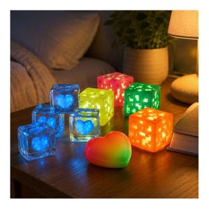 Safe TPR Luminous Heart Squeeze Ball Cube Squishy Toy Anti Stress Sensory <b>Fidget</b> Gift Children Party <b>Pack</b> Wholesale - Product Image 1