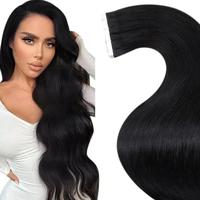 Extensions de cheveux humains brésiliens Remy à bandes adhésives 2026, 14-24 pouces, noir jais 1B, brun foncé, 20 pièces, 50g, double trame machine, double tirage