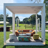 Pergola à toit à lames orientables en aluminium, motorisée, lames réglables, télécommande intelligente, couverture de patio extérieure, protection contre l'eau, ombrage