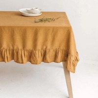 Nappe jupe Onrays 100% lin, tissu uni, décoration maison/mariage, tailles et couleurs personnalisées disponibles, nappe, couvre-table