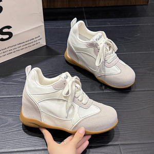 Sneakers <span class=keywords><strong>da</strong></span> Donna <span class=keywords><strong>con</strong></span> Zeppa Nascosta, <span class=keywords><strong>Scarpe</strong></span> Casual Retrò in Tessuto Patchwork <span class=keywords><strong>con</strong></span> Lacci e Rialzo <span class=keywords><strong>Interno</strong></span>, Ideali per l'Allenamento - Product Image 2