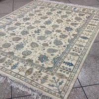 Coral Weavers Handgeknüpfter Orientalischer Woll-Oushak-Teppich mit Blumenmuster, Umweltfreundlich, Wendbar, Mittellanger Flor, Rutschfest, Gepolstert