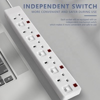 Soket ekstensi Inggris dengan pintu keselamatan 5 Outlet Strip daya Inggris soket ekstensi Afrika pasar Kenya