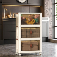 Meuble de salle à manger, chariot de cuisine en PP+PC, multifonctionnel, gain de place, installation facile, armoire de rangement pliable et mobile