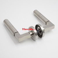 Poignée de porte intérieure en acier inoxydable 304, finition satinée, design moderne et luxueux, solide, en forme de L, pour porte en bois, utilisation hôtelière