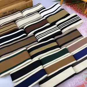 Comfortable Jacquard 100% Polyester Garment Colored stripe knitted ribbons for clothing