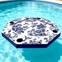 Table de Mahjong flottante en EVA de 33 pouces pour piscine, design pliable d'été, avec porte-pièces intégrés