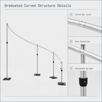 Support de toile de fond incurvé gradué avec 4 poteaux réglables en hauteur (1,8-3m) – Barre incurvée pour décoration de mariage et événements – Cadre OEM ODM